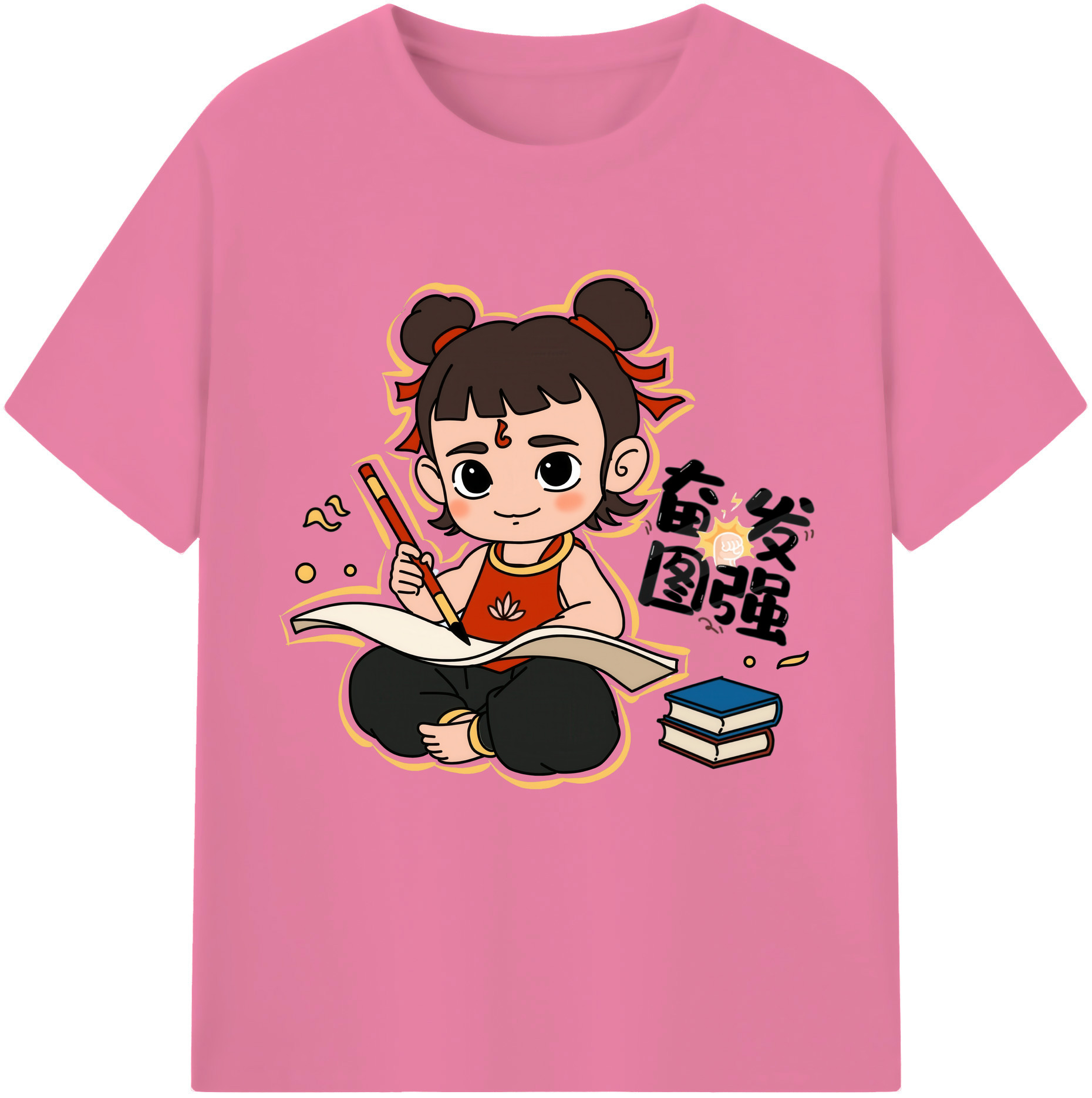 （画像用） Ne Zha 2 ナタ 魔童の大暴れ 綿100％半袖Tシャツ（フロントプリント）